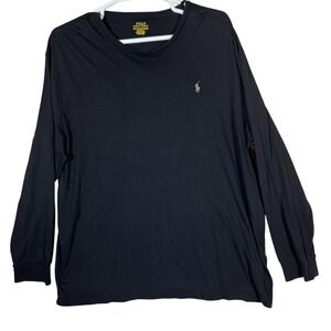 Polo Ralph Lauren Shirt Mens 2XL Black Classic Fit Long Sleeve Crewneck Pony Tee